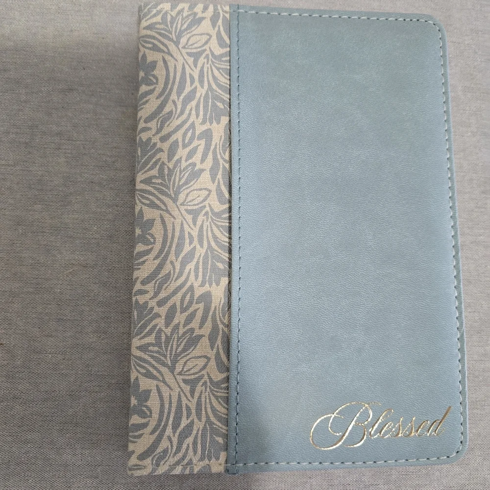 Blessed Script Light Blue Floral Hardcover Journal